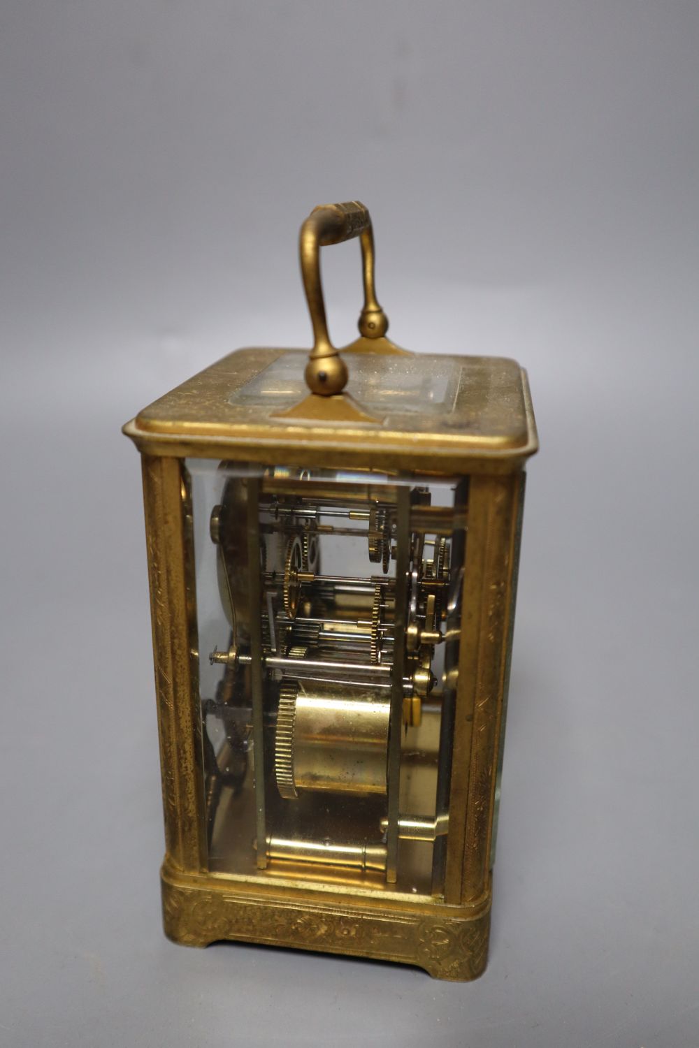 A Grohe of Paris carriage clock, two-train movement signed, with a key, 12.5cm